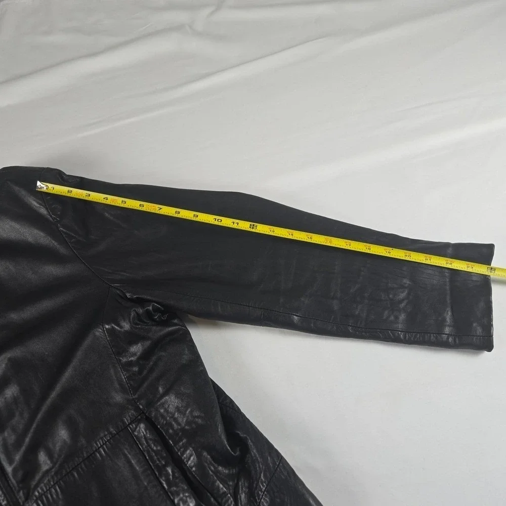 IZOD Leather Jacket Mens Medium‎ Black Full Zip Classic Minimalist Coat